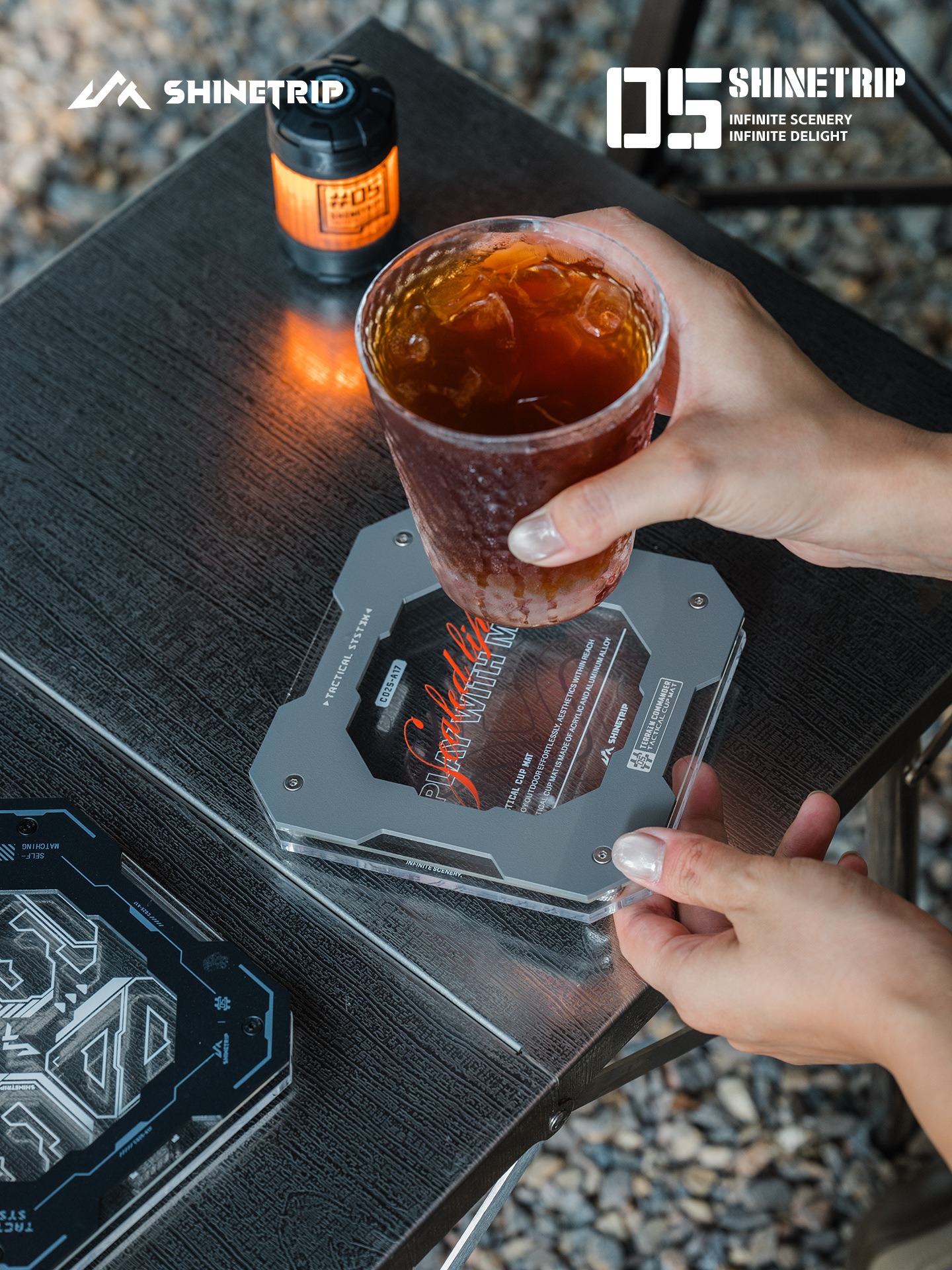 Miếng Lót Cốc Chiến Thuật SHINETRIP Dòng 05 Nhôm + Acrylic Phong Cách Tactical Dùng Cho Camping - Bàn Làm Việc
