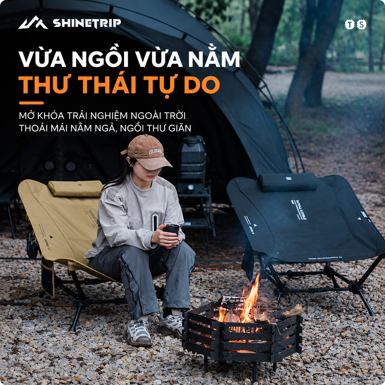 Giường Ghế Xếp Dã Ngoại SHINETRIP Có Tựa Đầu | Giường Ngủ Camping Gấp Gọn Khung Nhôm 7075