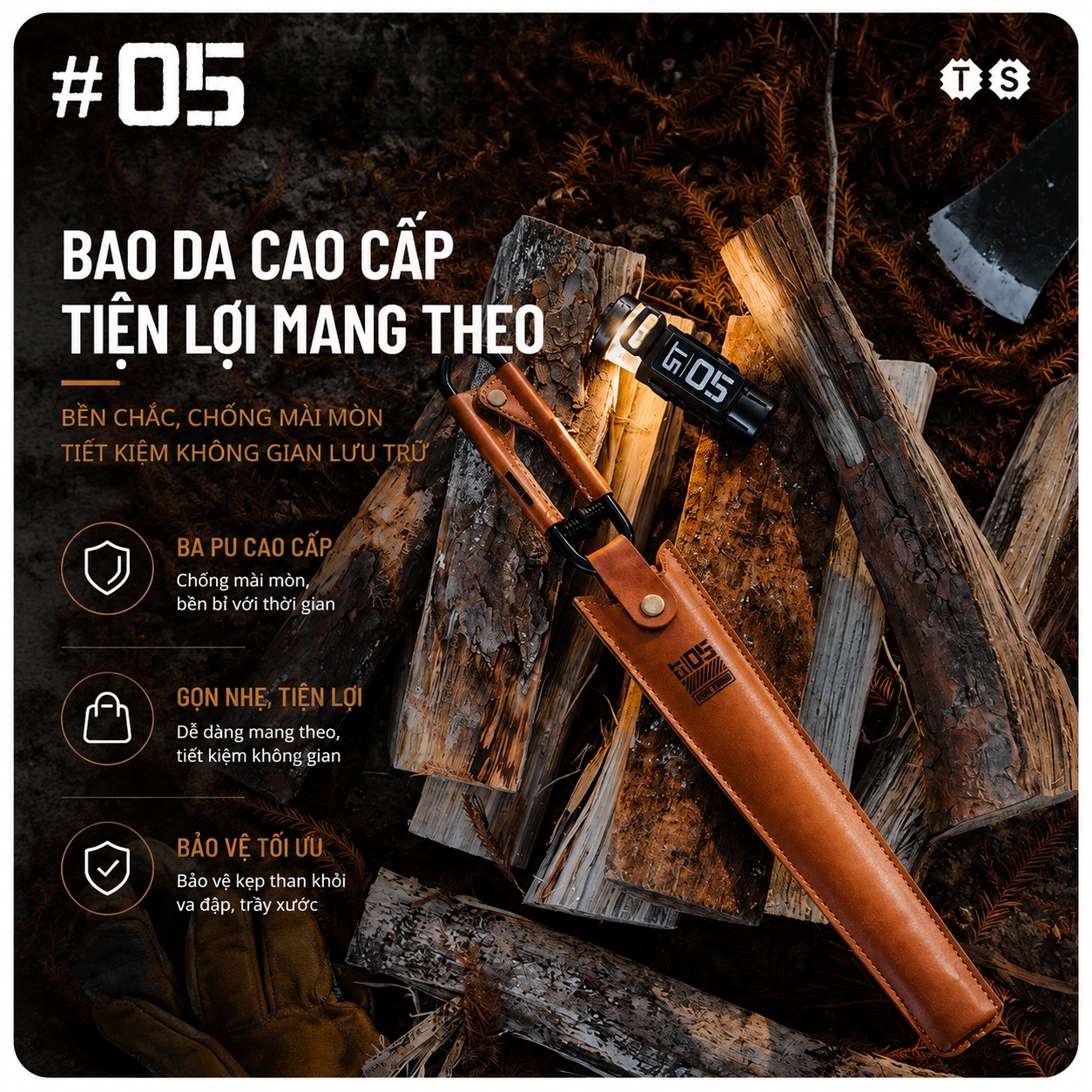 Kẹp Gắp Than Củi Dã Ngoại SHINETRIP 05 Thép Carbon Có Lò Xo Trợ Lực, Răng Cưa Chống Trượt Dài 44cm/55cm
