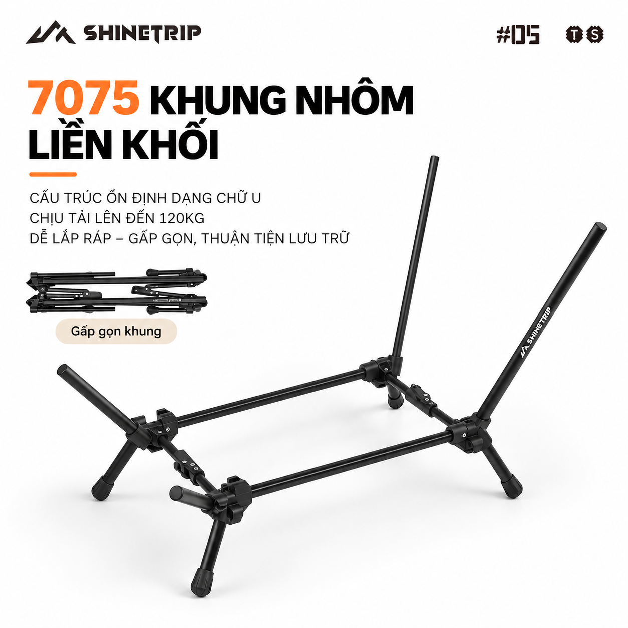 Giường Ghế Xếp Dã Ngoại SHINETRIP Có Tựa Đầu | Giường Ngủ Camping Gấp Gọn Khung Nhôm 7075