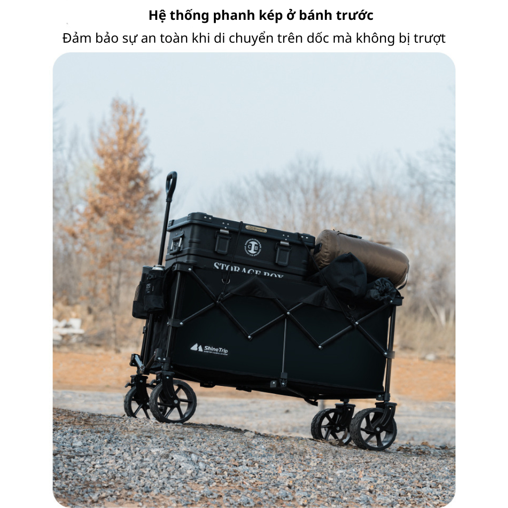 Xe Kéo Gấp Dã Ngoại ST 200L | Xe Kéo Camping Khung Thép Carbon, Vải Oxford 600D, Bánh Lớn Gấp Gọn