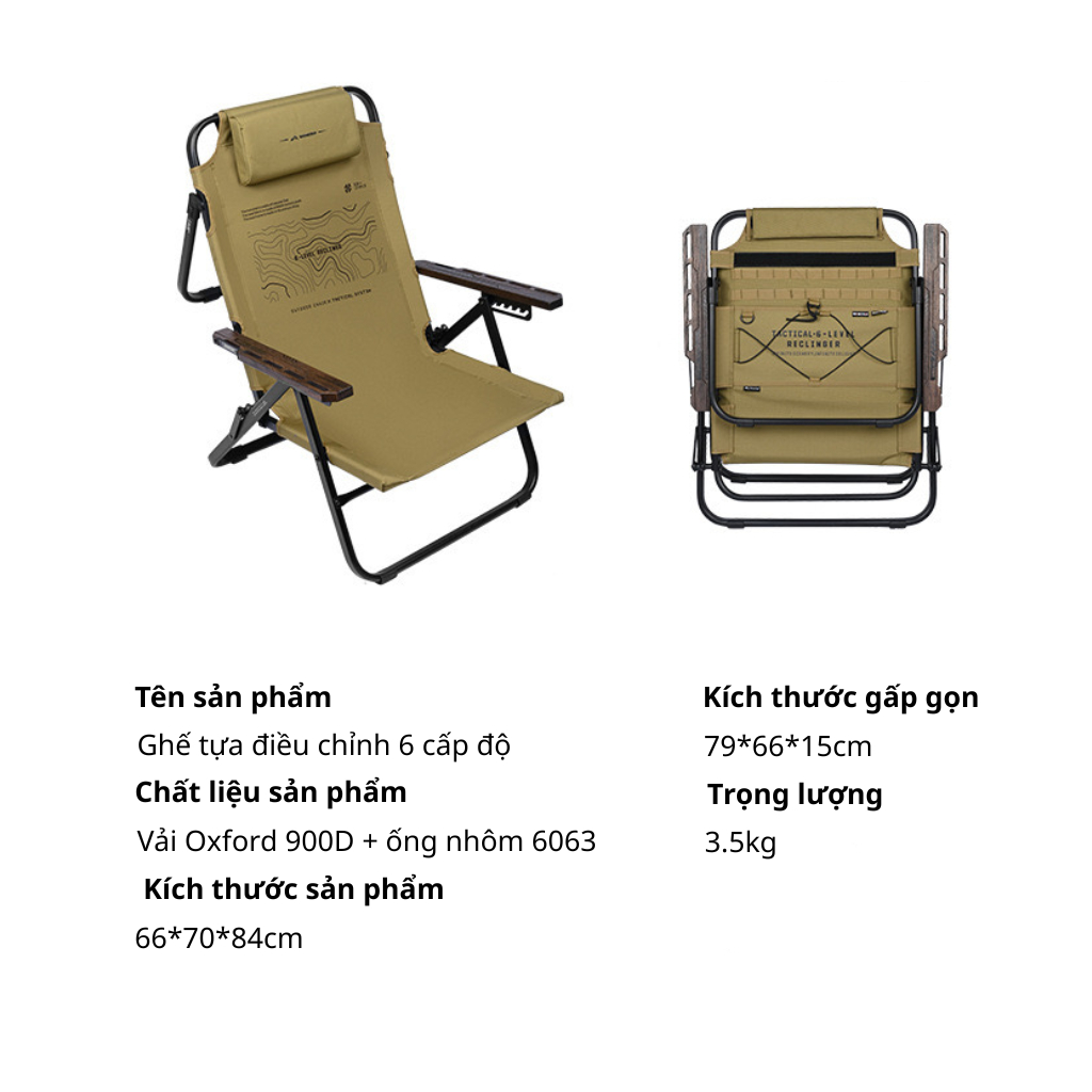 Ghế Xếp Camping Cao Cấp 6 Chế Độ | Khung Nhôm 6063 Bền Nhẹ, Vải 900D Siêu Bền