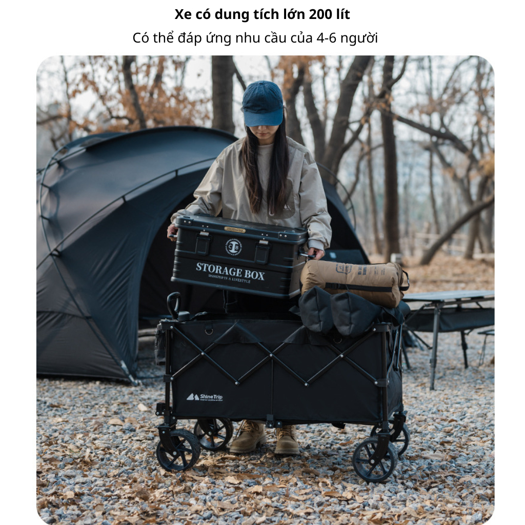 Xe Kéo Gấp Dã Ngoại ST 200L | Xe Kéo Camping Khung Thép Carbon, Vải Oxford 600D, Bánh Lớn Gấp Gọn
