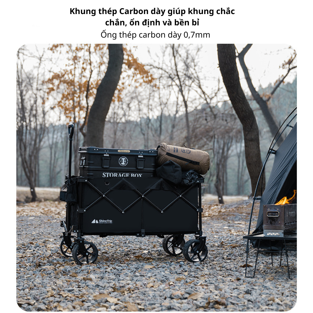 Xe Kéo Gấp Dã Ngoại ST 200L | Xe Kéo Camping Khung Thép Carbon, Vải Oxford 600D, Bánh Lớn Gấp Gọn