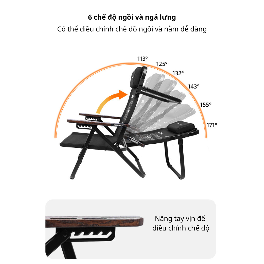Ghế Xếp Camping Cao Cấp 6 Chế Độ | Khung Nhôm 6063 Bền Nhẹ, Vải 900D Siêu Bền