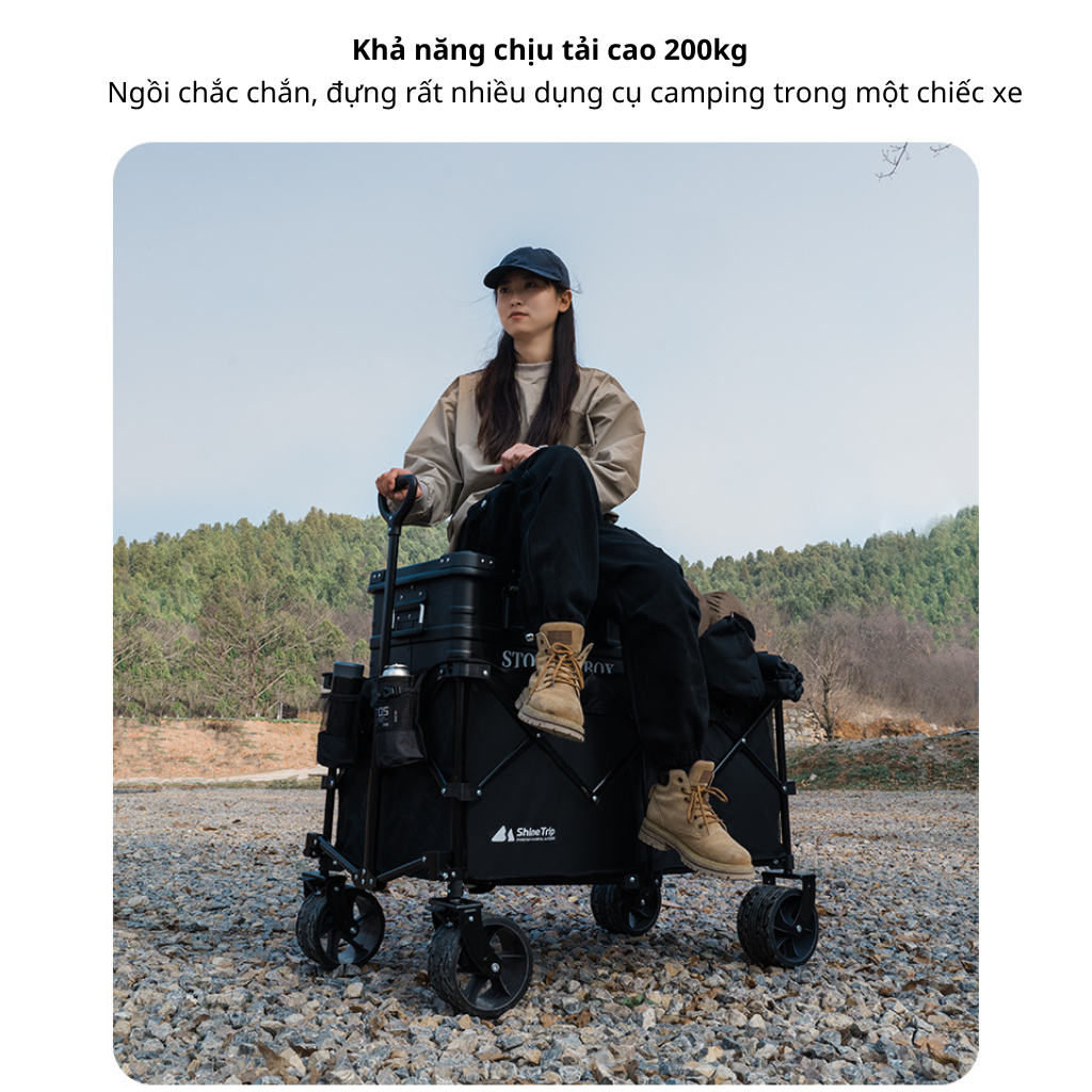 Xe Kéo Gấp Dã Ngoại ST 200L | Xe Kéo Camping Khung Thép Carbon, Vải Oxford 600D, Bánh Lớn Gấp Gọn