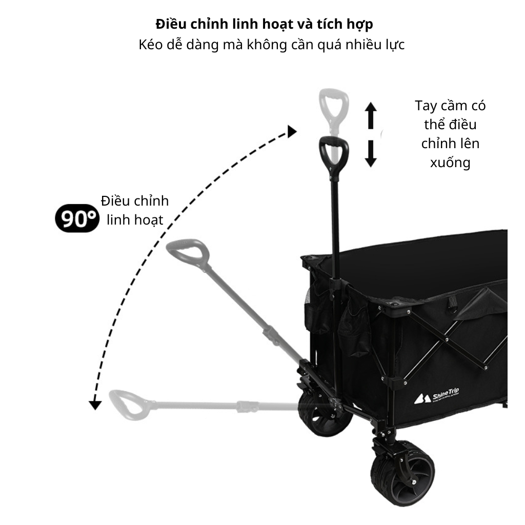 Xe Kéo Gấp Dã Ngoại ST 200L | Xe Kéo Camping Khung Thép Carbon, Vải Oxford 600D, Bánh Lớn Gấp Gọn