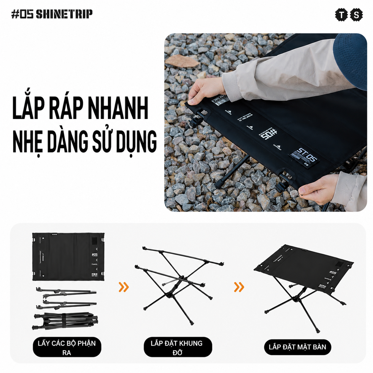 Bàn Dã Ngoại ShineTrip Gấp Gọn Siêu Nhẹ Cho Picnic & Cắm Trại