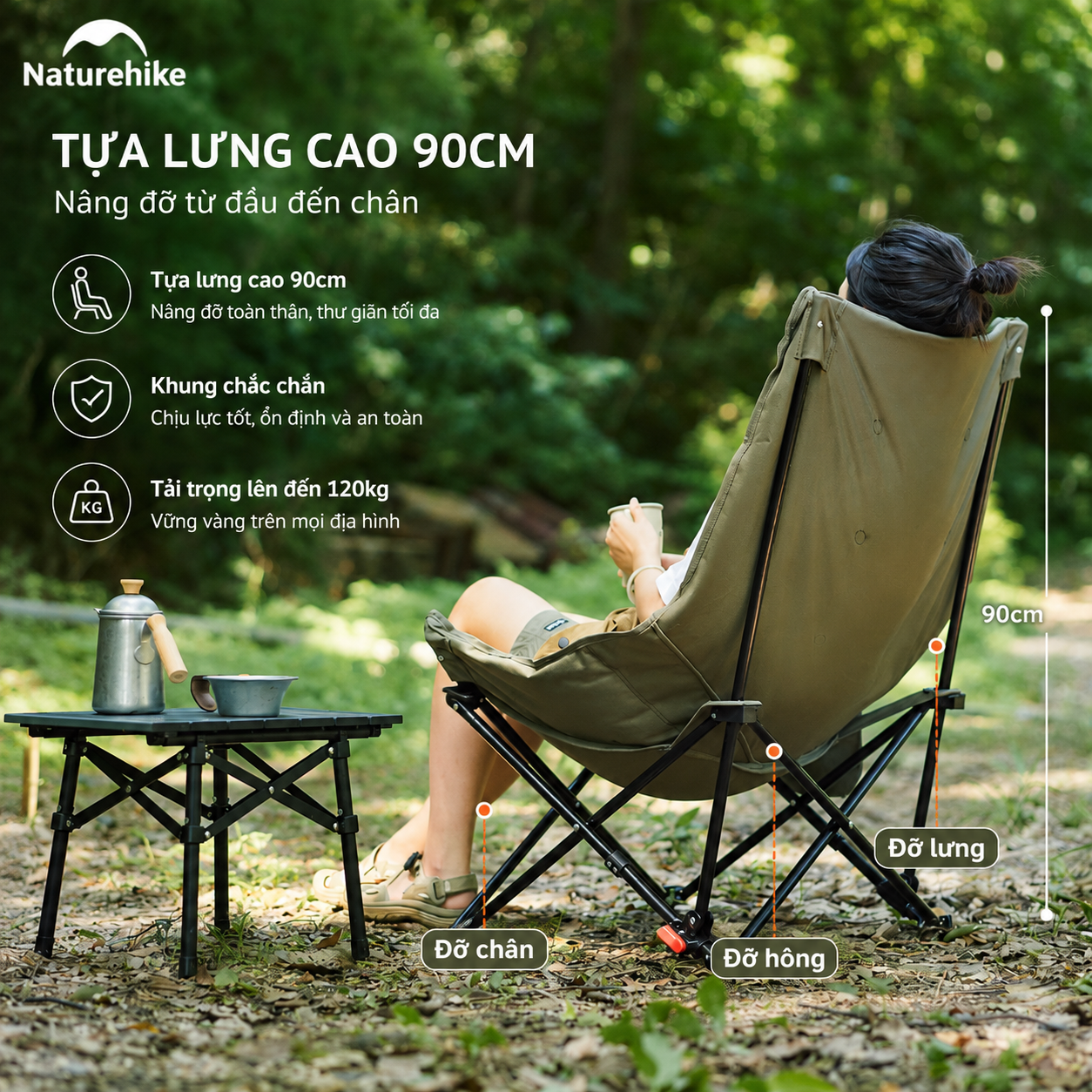 Ghế cắm trại thư giãn Naturehike Relaxing Folding Camping Chair CNK2450JJ020