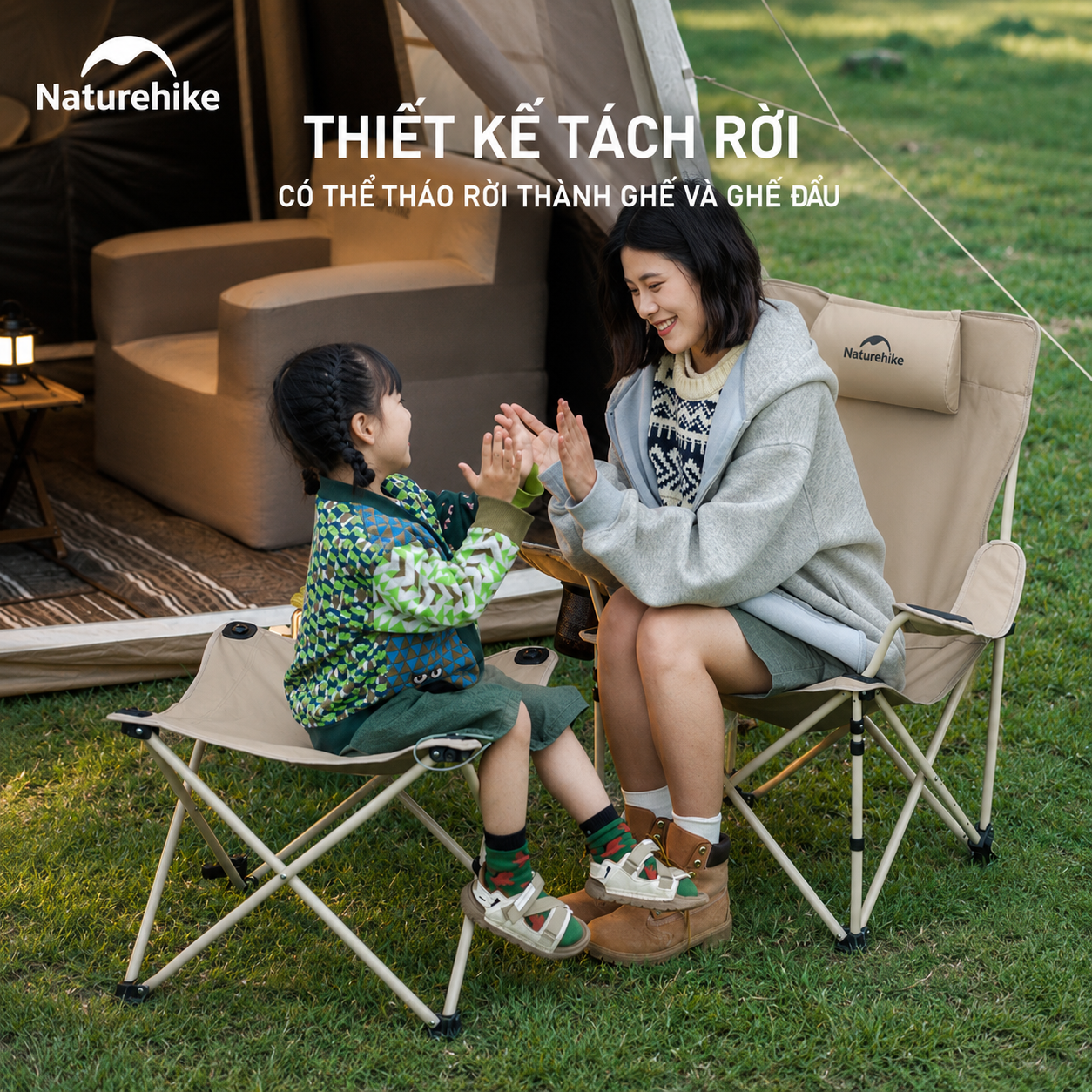 Ghế Xếp Dã Ngoại 2in1 Naturehike CNK2350JJ011 – Ghế Camping Đa Năng, Có Gác Chân, Gấp Gọn Tiện Lợi