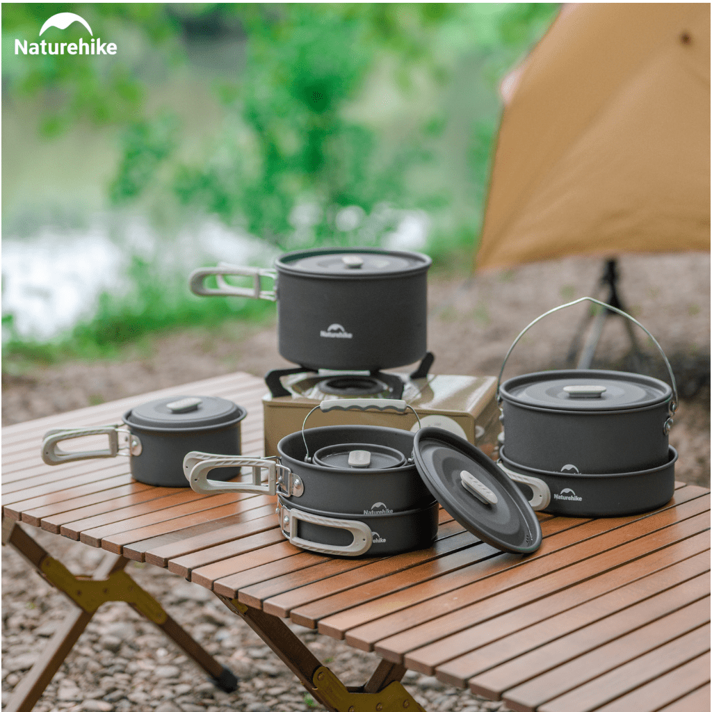 Bộ Nồi Dã Ngoại Naturehike CNK2450CF010 Nhôm 3 Lớp – Bộ Nấu Ăn Camping Gọn Nhẹ, Leo Núi, Cắm Trại
