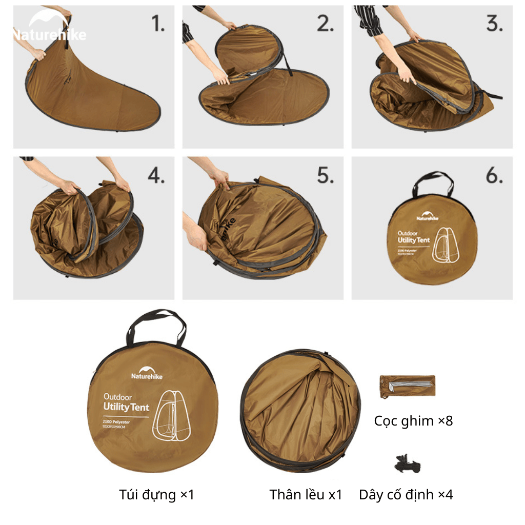 Lều Tắm Thay Đồ Naturehike NH17Z002-P – Lều Vệ Sinh Di Động, Chống Nước 2000mm, Dã Ngoại/Cắm Trại