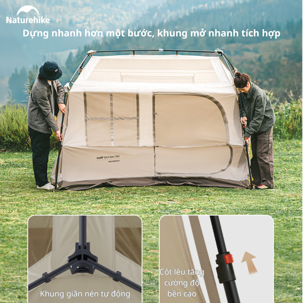 Lều Vila Naturehike (NEW 2026) CNK2300ZP021 4-6 Người – Lều Cabin Glamping Ti-Black Chống Nóng