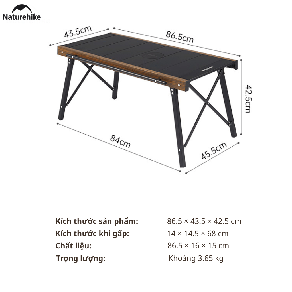Bàn Gấp Naturehike IGT CNK2300JJ016 – Bàn Camping Đa Năng, Nhôm + Gỗ, Gấp Gọn, Dùng Bếp Dã Ngoại