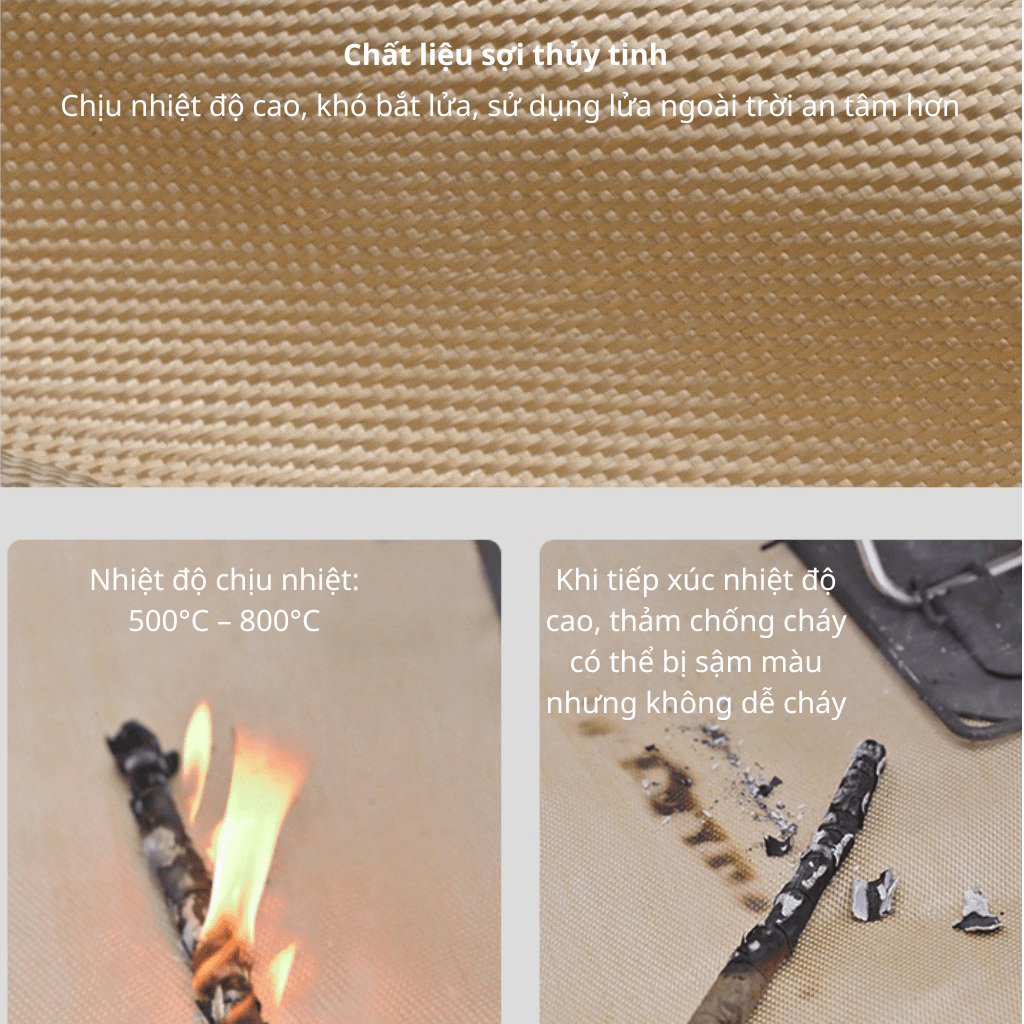 Thảm Chống Cháy ShineTrip  – Tấm Lót Chịu Nhiệt Sợi Thủy Tinh Cho Bếp Gas, Bếp Củi, Fire Pit