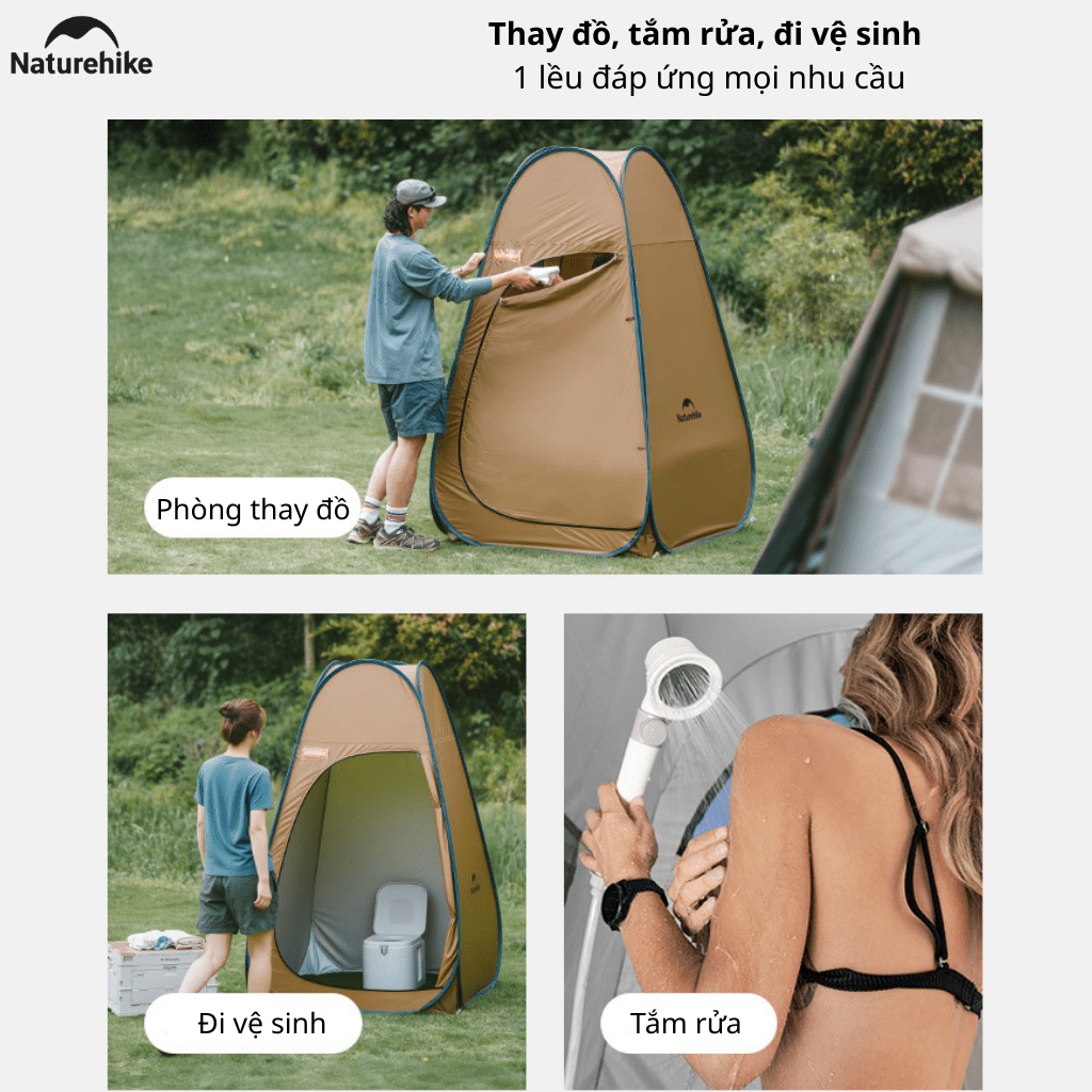 Lều Tắm Thay Đồ Naturehike NH17Z002-P – Lều Vệ Sinh Di Động, Chống Nước 2000mm, Dã Ngoại/Cắm Trại