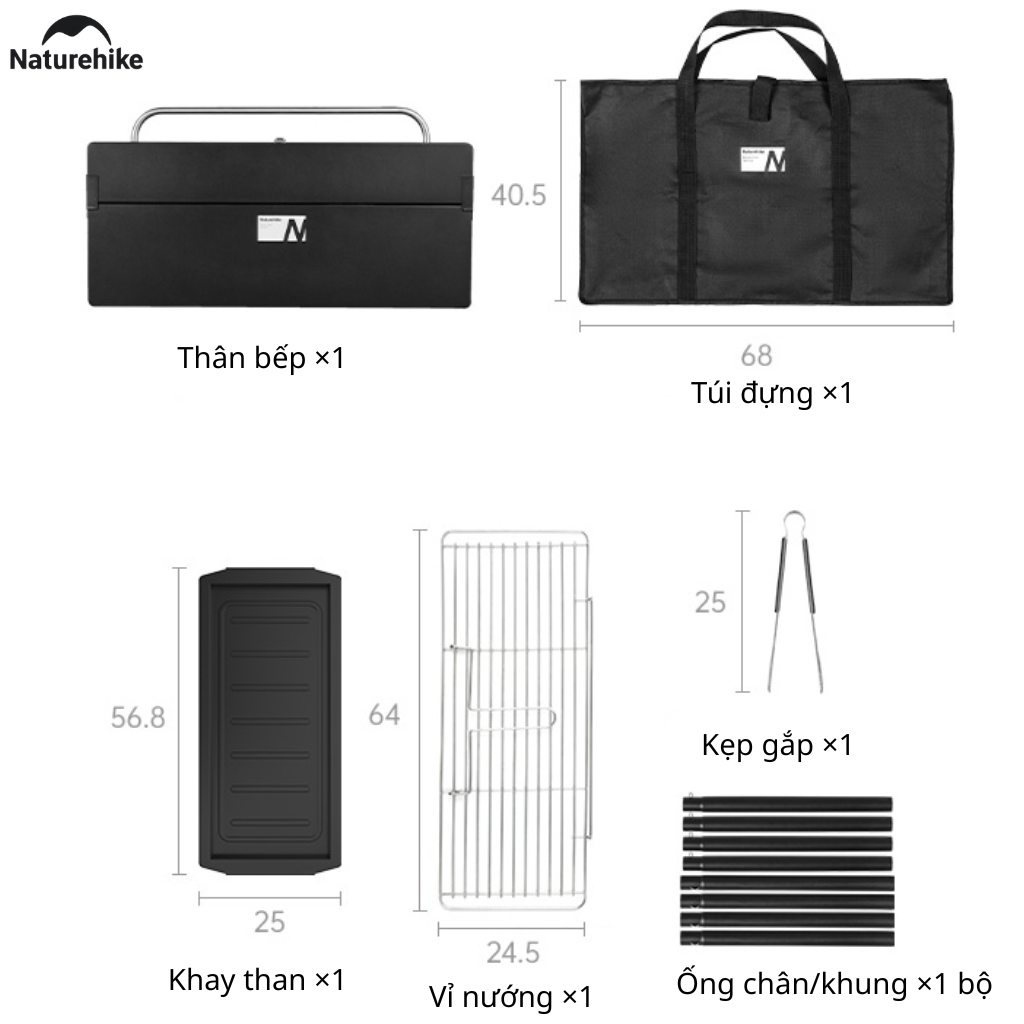 Bếp Nướng BBQ Naturehike N Play CNK2300015 – Bếp Than Dã Ngoại Gấp Gọn, Vỉ Nướng Lớn, Camping