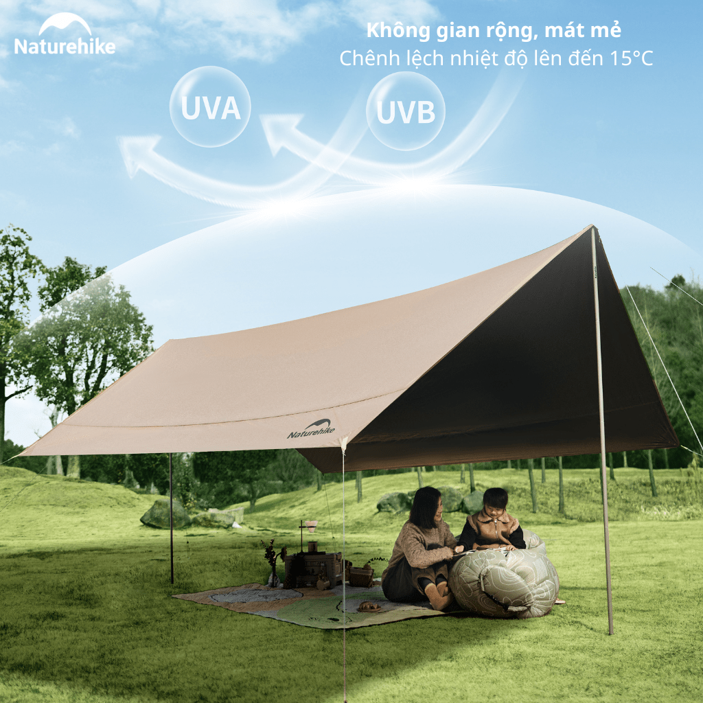 Tăng Che Nắng Mưa Naturehike CNK2350WS015 – Tarp Camping Phủ Vinyl 150D, Mái Che Dã Ngoại Gấp Gọn