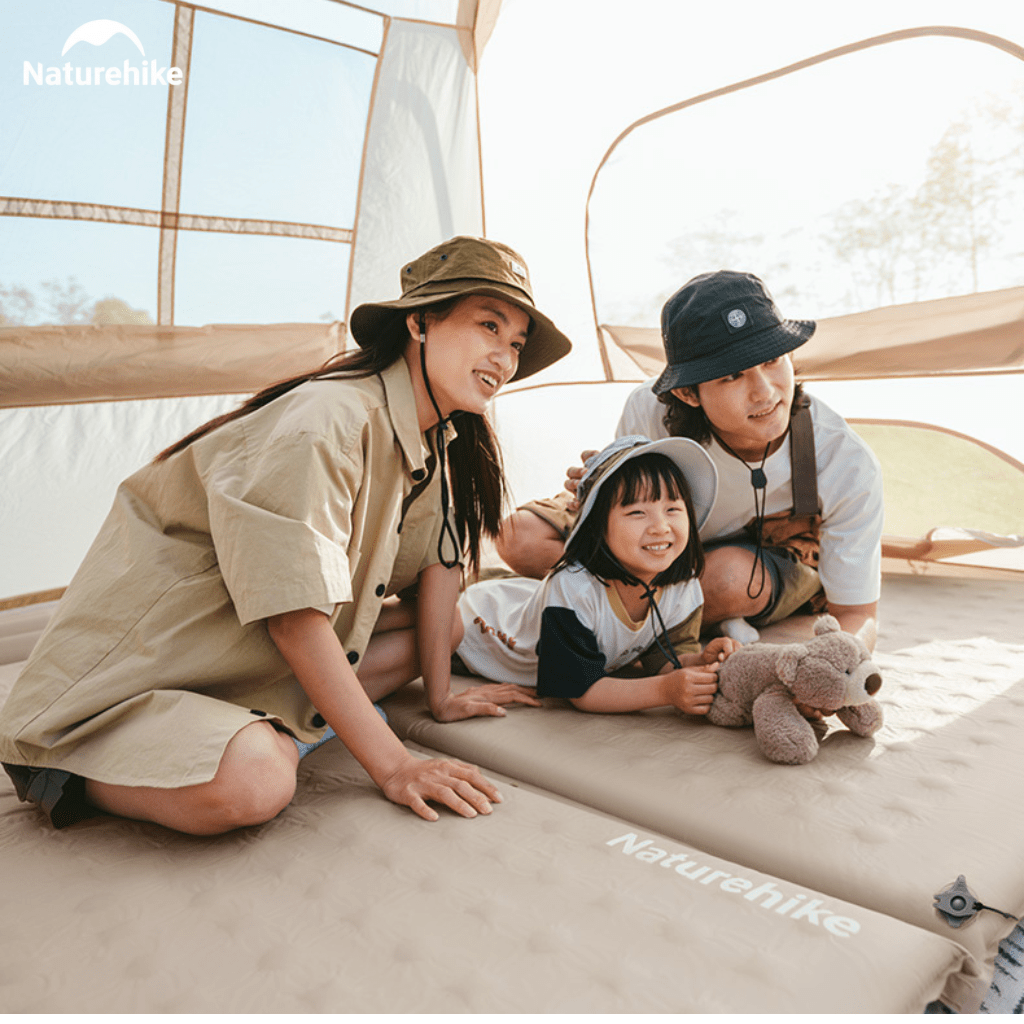 Đệm Hơi Tự Bơm Naturehike CNK2550WS025 Dày 3-6cm – Đệm Camping Gấp Gọn 1-2 Người, Nối Đệm, Van 2in1