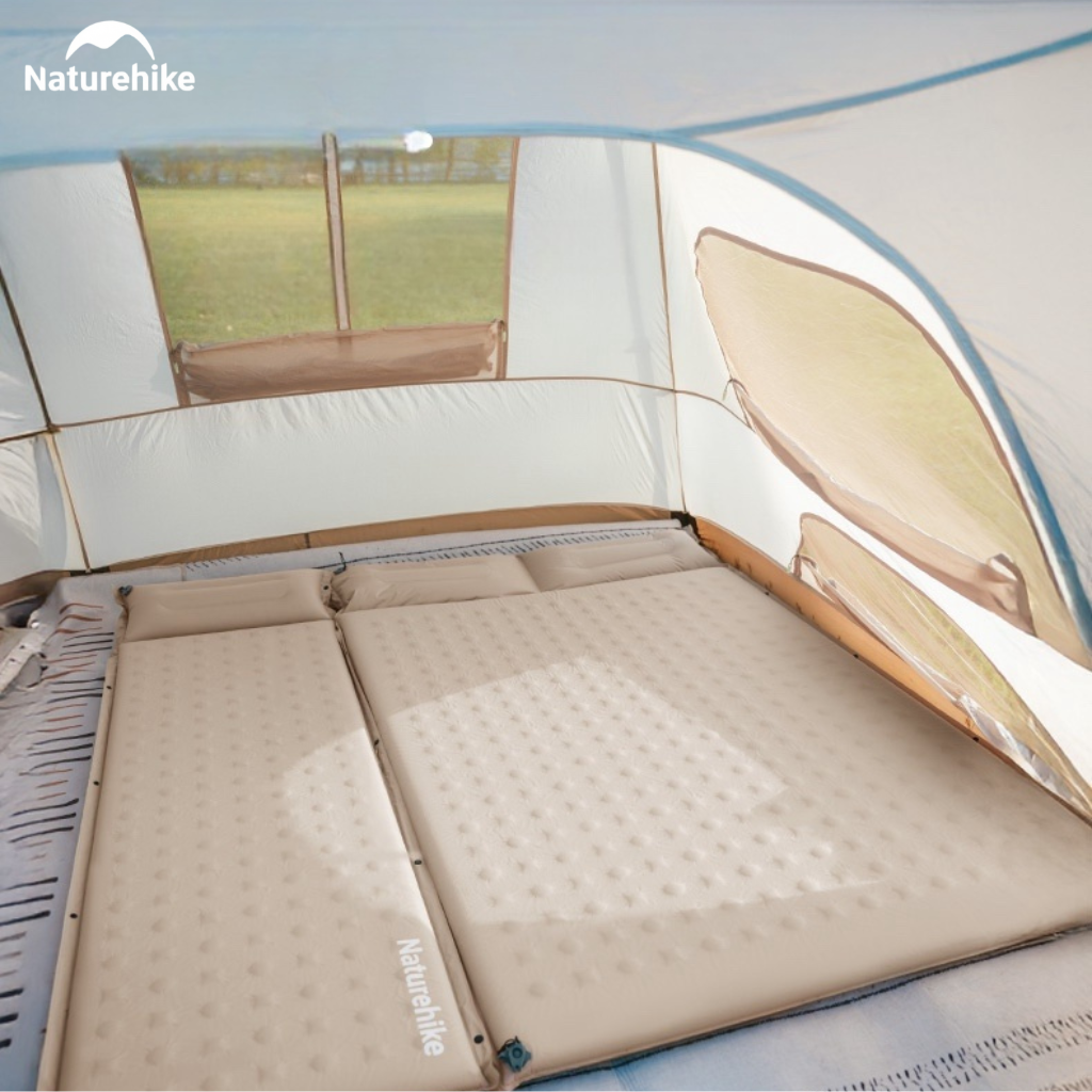 Đệm Hơi Tự Bơm Naturehike CNK2550WS025 Dày 3-6cm – Đệm Camping Gấp Gọn 1-2 Người, Nối Đệm, Van 2in1