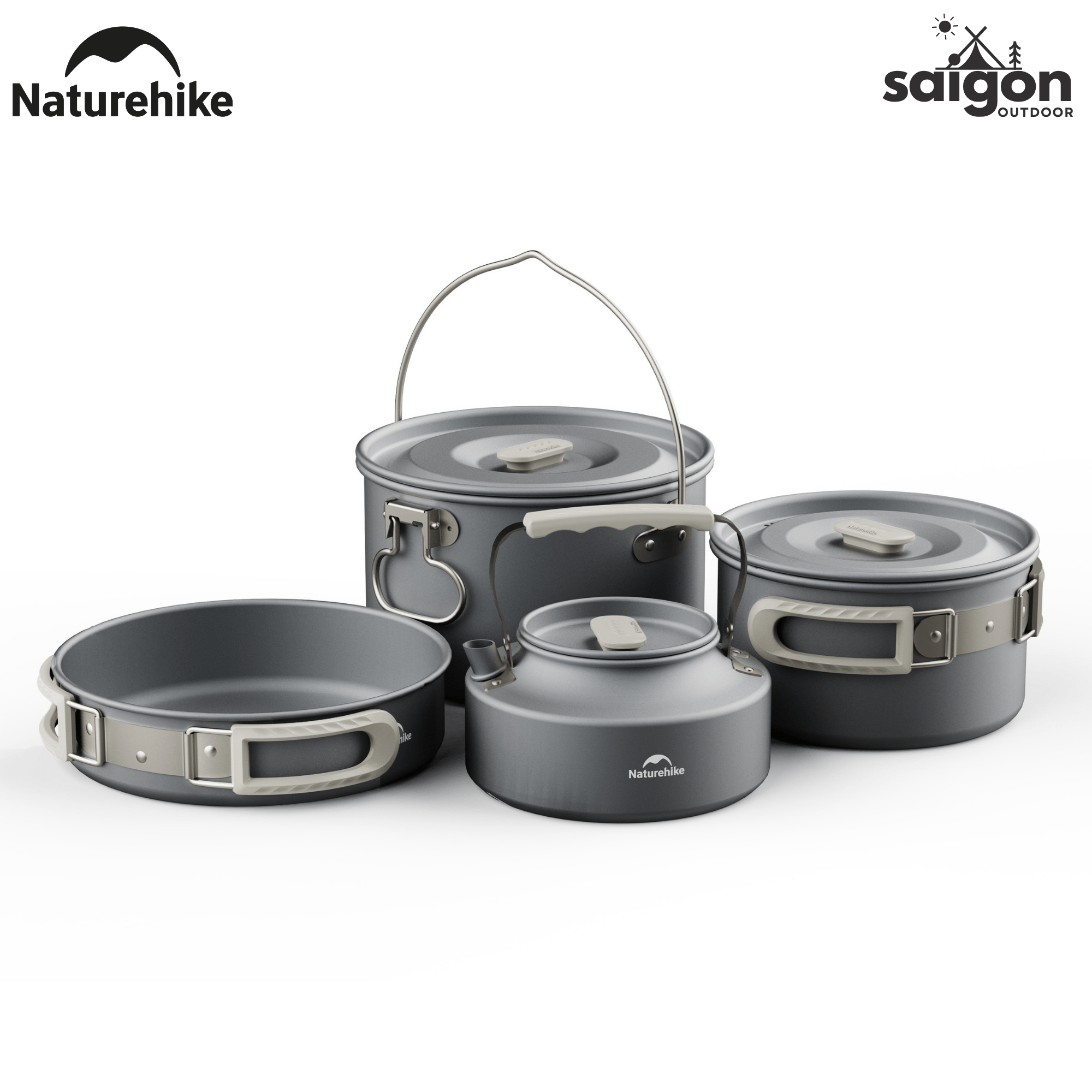 Bộ Nồi Dã Ngoại Naturehike CNK2450CF010 Nhôm 3 Lớp – Bộ Nấu Ăn Camping Gọn Nhẹ, Leo Núi, Cắm Trại