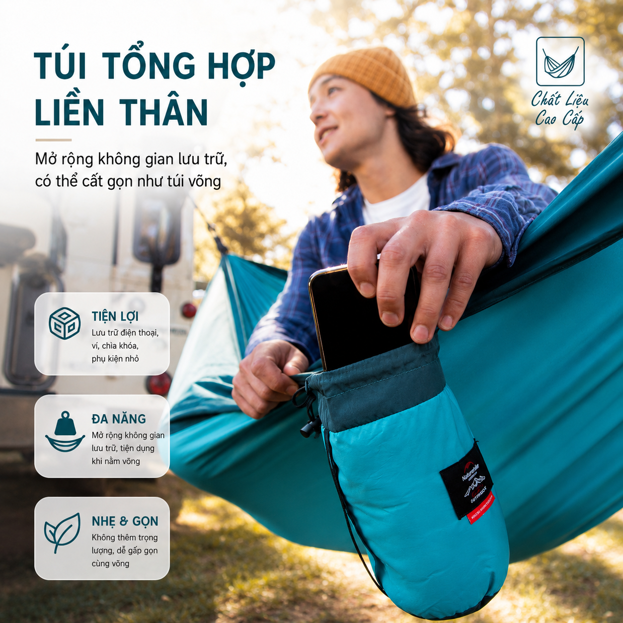 Võng Dã Ngoại Naturehike NH21DC011 Siêu Nhẹ Võng Camping Gấp Gọn, Chịu Tải 200kg, Đi Phượt/Trekking