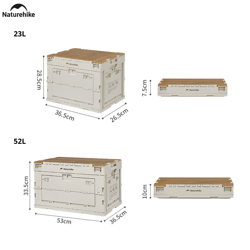 Thùng nhựa đựng đồ cắm trại xếp gọn kèm mặt giả gỗ NatureHike CNK2450XB020