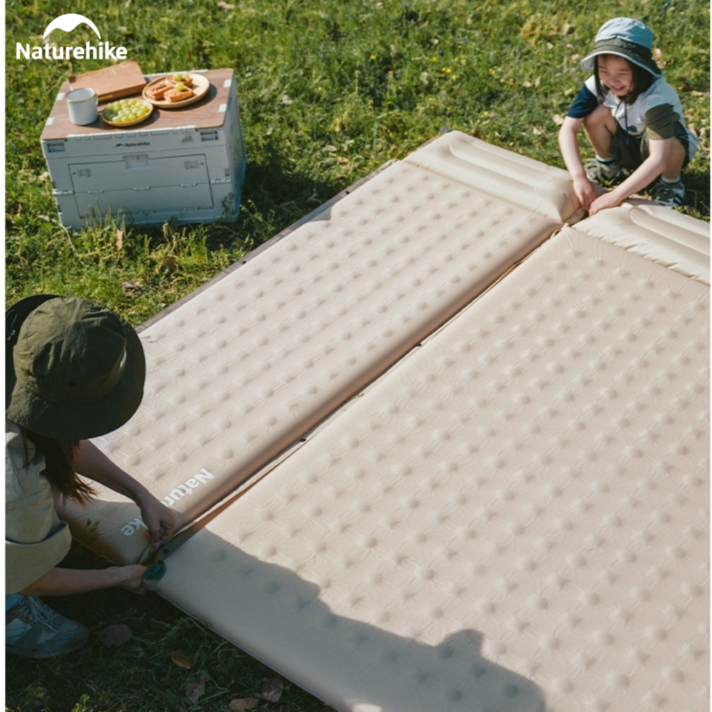 Đệm Hơi Tự Bơm Naturehike CNK2550WS025 Dày 3-6cm – Đệm Camping Gấp Gọn 1-2 Người, Nối Đệm, Van 2in1