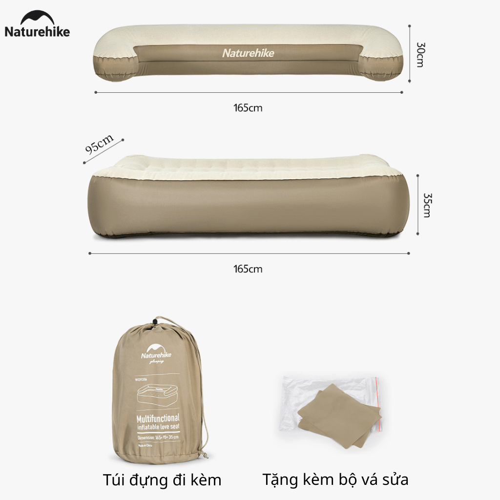 Sofa Hơi Naturehike NH22FCD06 – Ghế Hơi Camping 2in1, Đệm Hơi Glamping, Chịu Tải 200kg