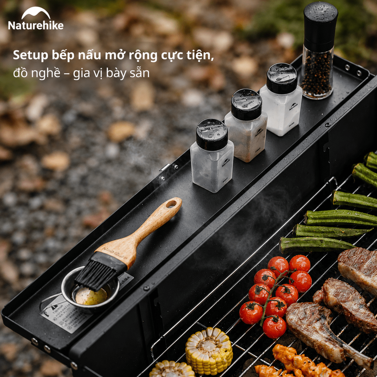 Bếp Nướng BBQ Naturehike N Play CNK2300015 – Bếp Than Dã Ngoại Gấp Gọn, Vỉ Nướng Lớn, Camping