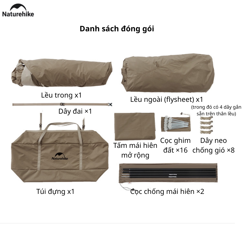 Lều Naturehike CNK2300ZP021 4-6 Người – Lều Ngôi Nhà Chống Nóng Ti-Black, Lều Glamping Cao Cấp (Bản thường)