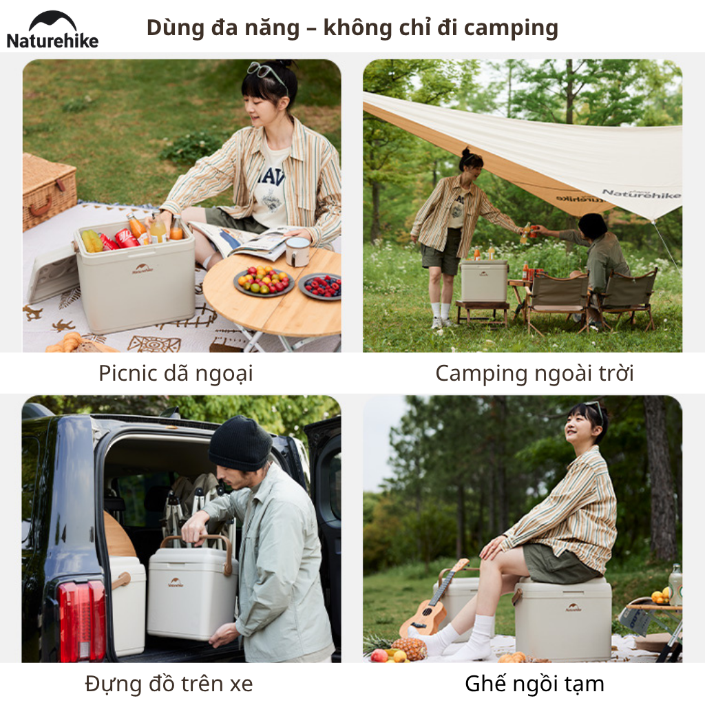 Thùng Đá Giữ Nhiệt Naturehike CNK2300BS011 9L–33L Cooler Camping Giữ Lạnh 24H, Nhựa PP, Dã Ngoại/BBQ