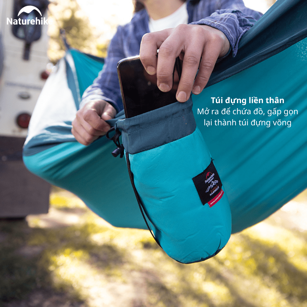 Võng Dã Ngoại Naturehike NH21DC011 Siêu Nhẹ Võng Camping Gấp Gọn, Chịu Tải 200kg, Đi Phượt/Trekking