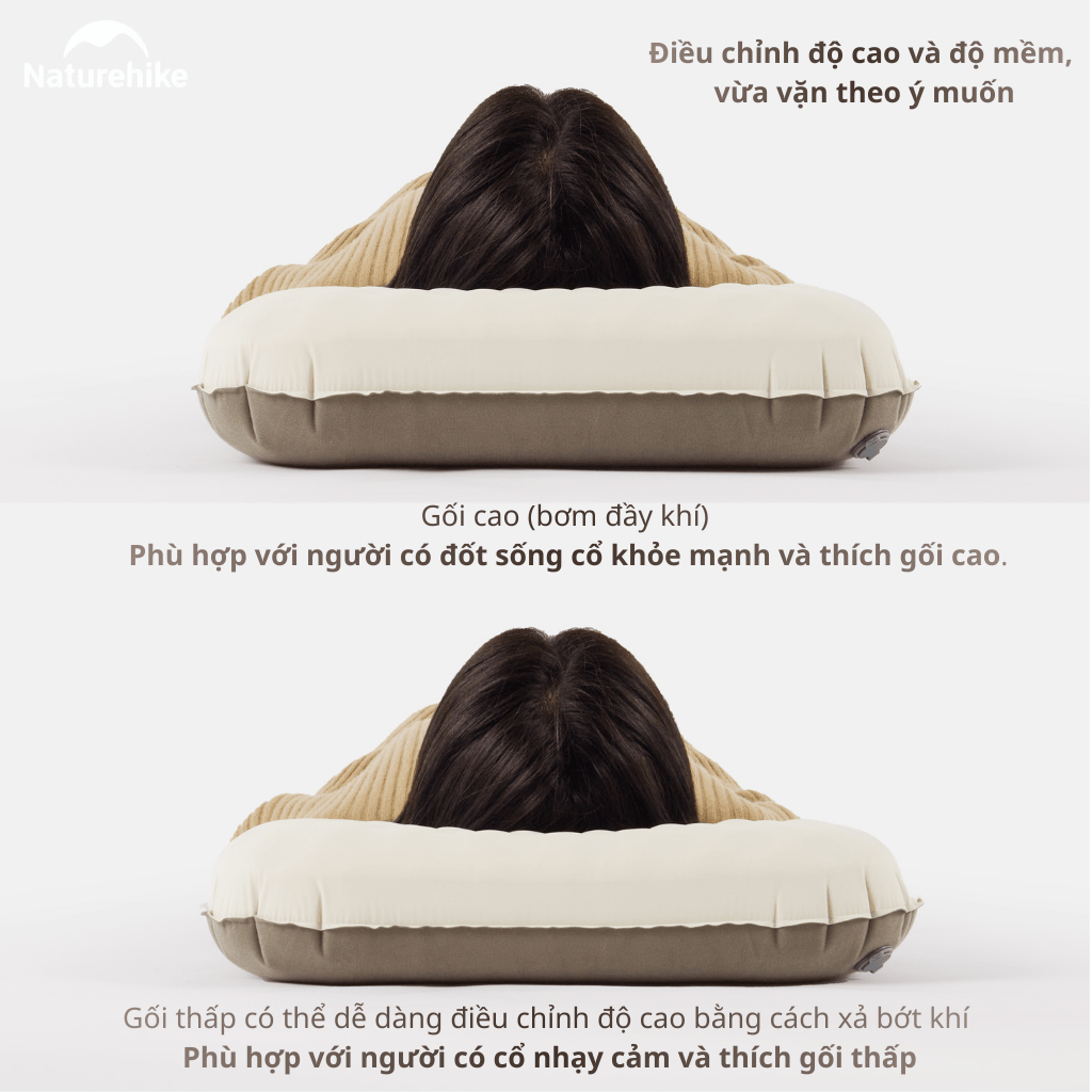 Gối Du Lịch Tự Bơm Hơi Naturehike CNK2300DZ024 – Gối Hơi 2in1 Siêu Nhẹ, Gấp Gọn Camping/Trekking