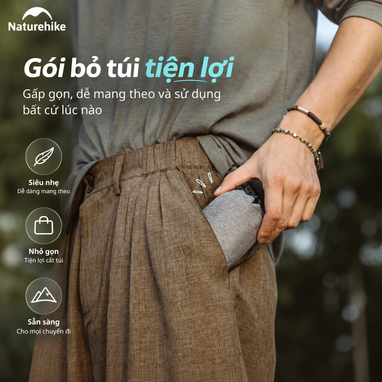 Gối Hơi Du Lịch Naturehike – Gối Thổi Hơi Siêu Nhẹ, Kê Cổ/Tựa Lưng, Gấp Gọn 85g NH17T013-Z