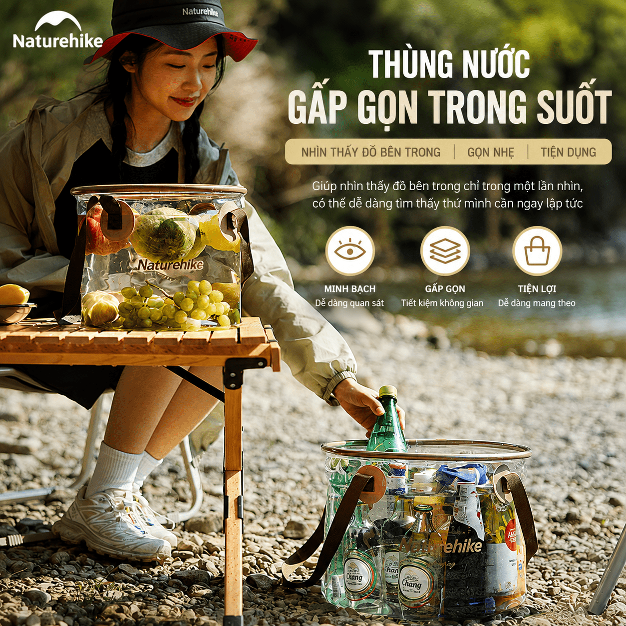 Xô Nước Gấp Gọn Naturehike NH20SJ040  – Chậu Rửa Dã Ngoại Chống Thấm, Nhẹ, Đa Năng Cắm Trại/Trekking