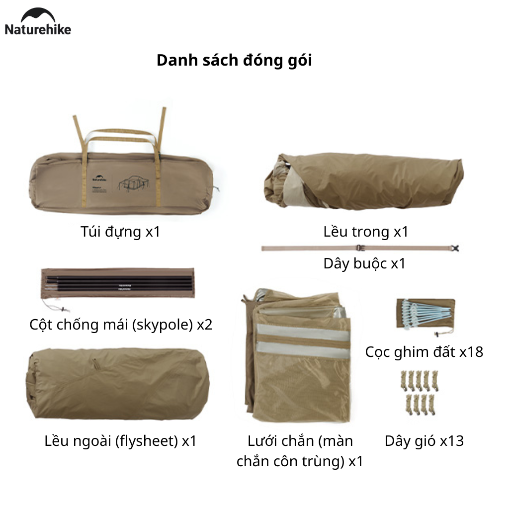 Lều Vila Naturehike (NEW 2026) CNK2300ZP021 4-6 Người – Lều Cabin Glamping Ti-Black Chống Nóng