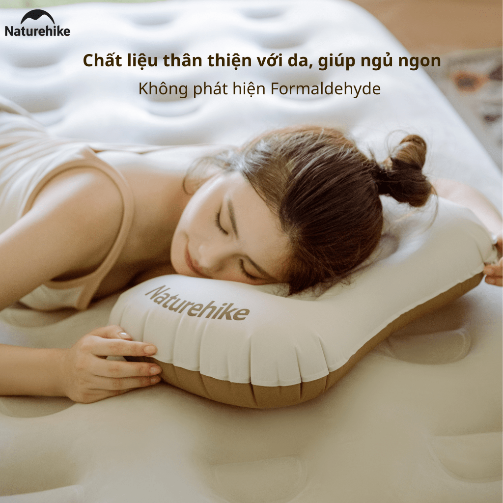 Gối Hơi Du Lịch Naturehike NH17T013-Z – Gối Thổi Hơi Siêu Nhẹ, Kê Cổ/Tựa Lưng, Gấp Gọn 85g