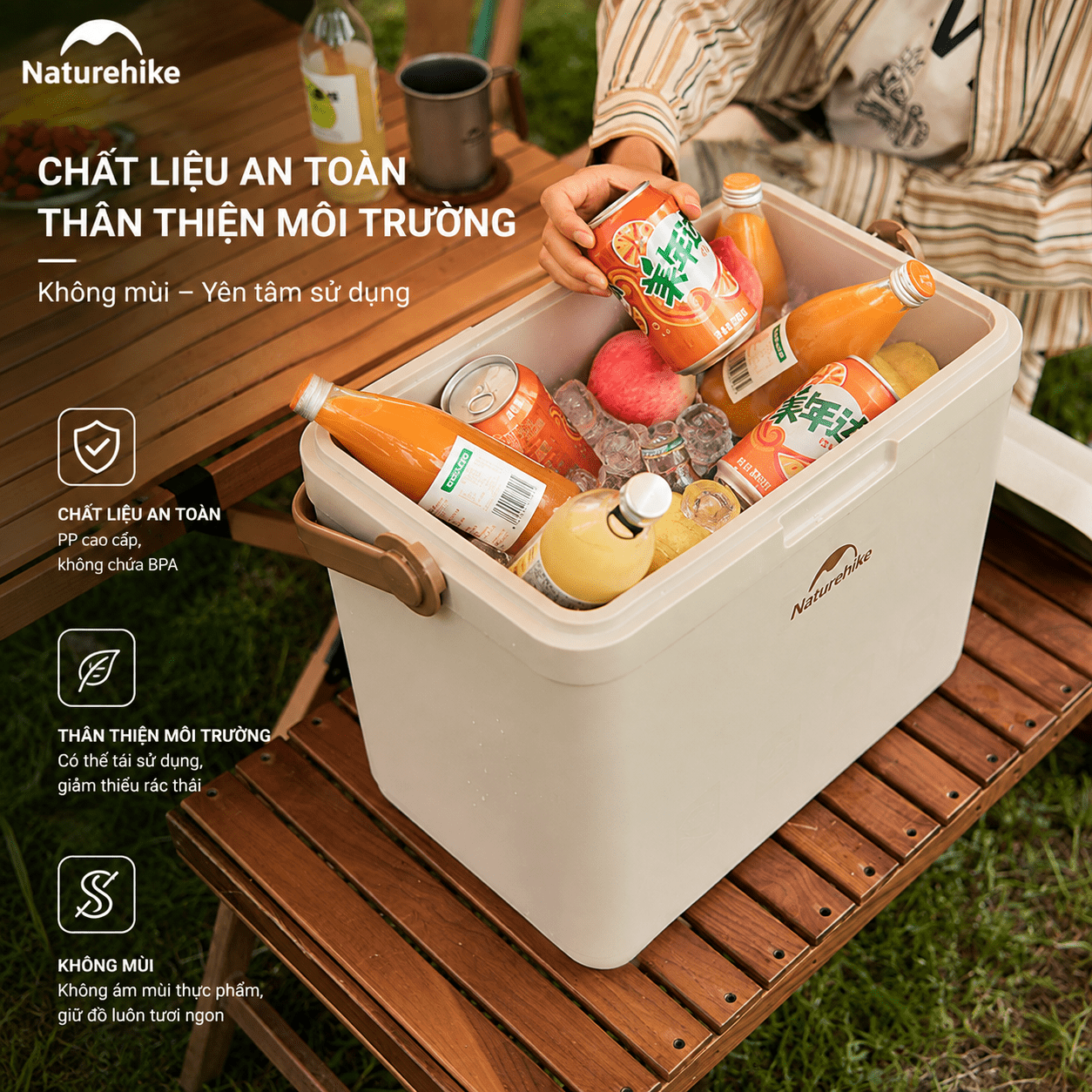 Thùng Đá Giữ Nhiệt Naturehike CNK2300BS011 9L–33L Cooler Camping Giữ Lạnh 24H, Nhựa PP, Dã Ngoại/BBQ