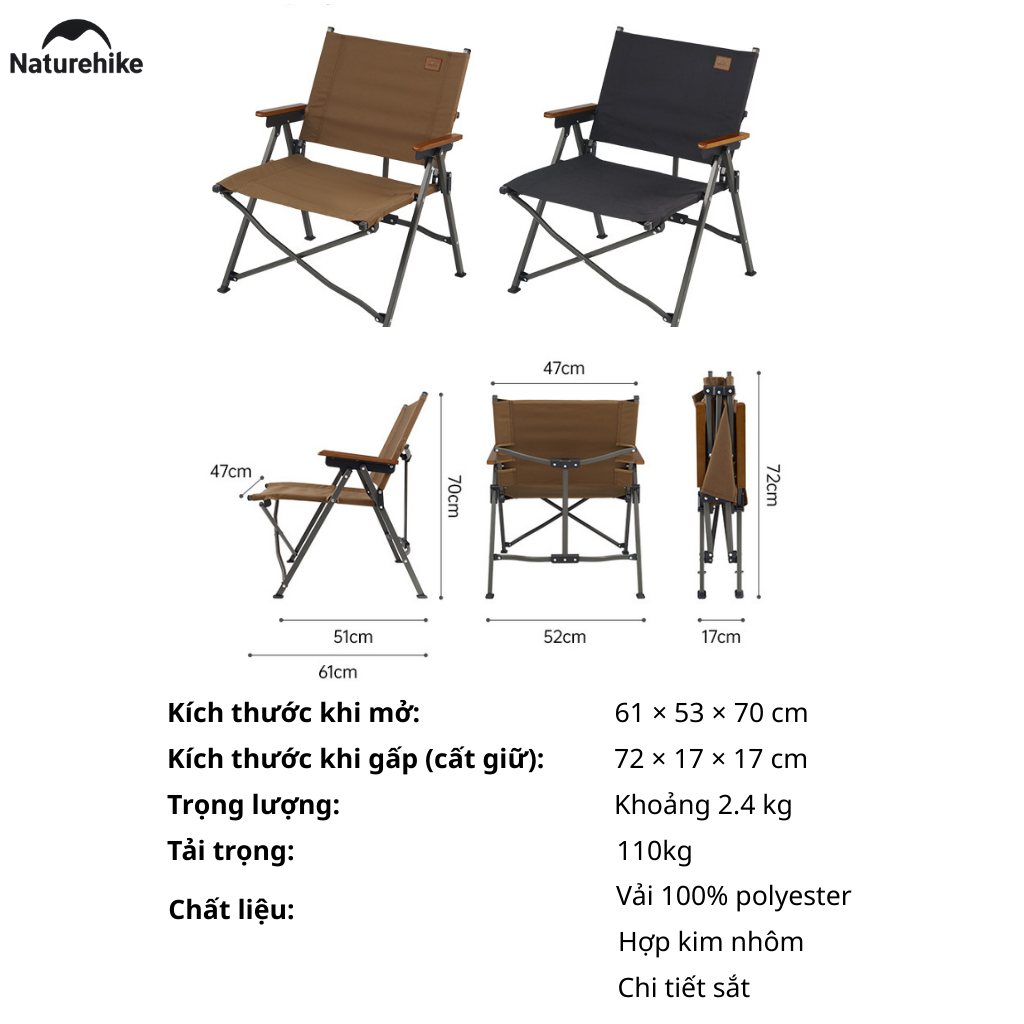 Ghế cắm trại gấp gọn Naturehike Portable Camping Chair CNK2300JJ018