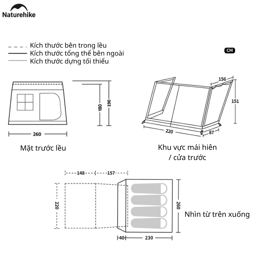 Lều Vila Naturehike (NEW 2026) CNK2300ZP021 4-6 Người – Lều Cabin Glamping Ti-Black Chống Nóng