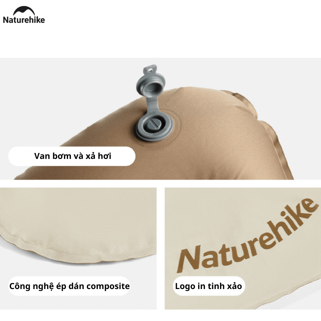 Gối Hơi Du Lịch Naturehike NH17T013-Z – Gối Thổi Hơi Siêu Nhẹ, Kê Cổ/Tựa Lưng, Gấp Gọn 85g