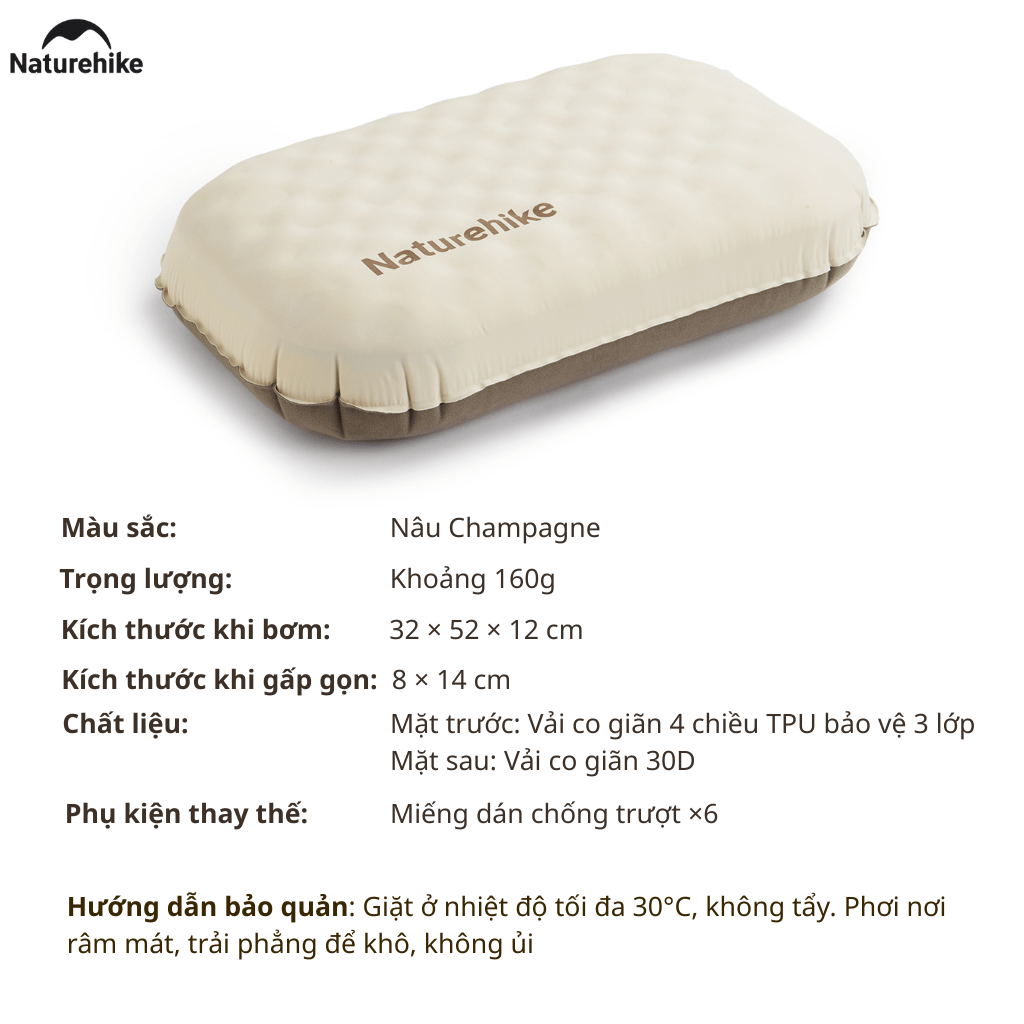 Gối Du Lịch Tự Bơm Hơi Naturehike CNK2300DZ024 – Gối Hơi 2in1 Siêu Nhẹ, Gấp Gọn Camping/Trekking