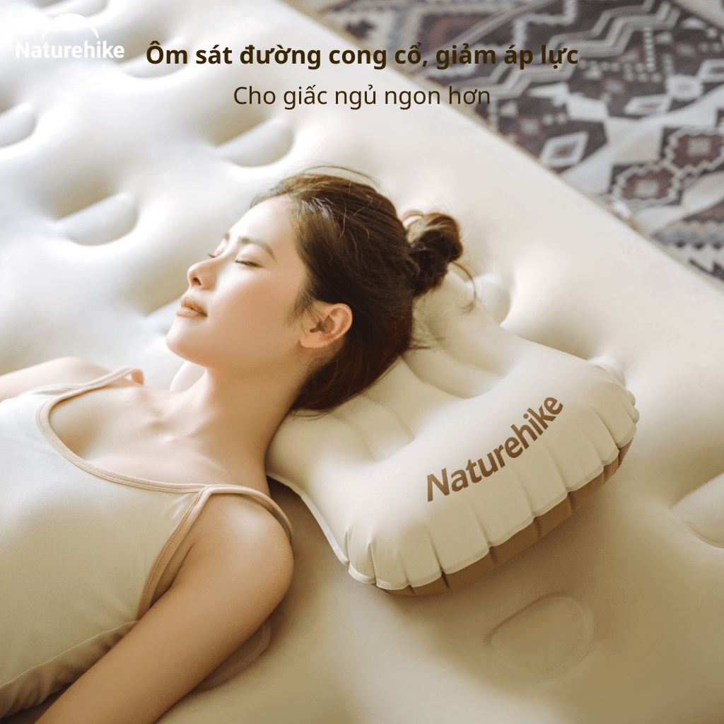 Gối Hơi Du Lịch Naturehike NH17T013-Z – Gối Thổi Hơi Siêu Nhẹ, Kê Cổ/Tựa Lưng, Gấp Gọn 85g
