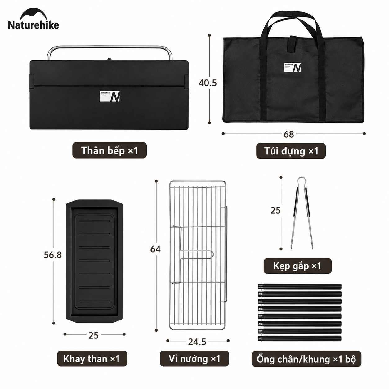 Bếp Nướng BBQ Naturehike N Play CNK2300015 – Bếp Than Dã Ngoại Gấp Gọn, Vỉ Nướng Lớn, Camping