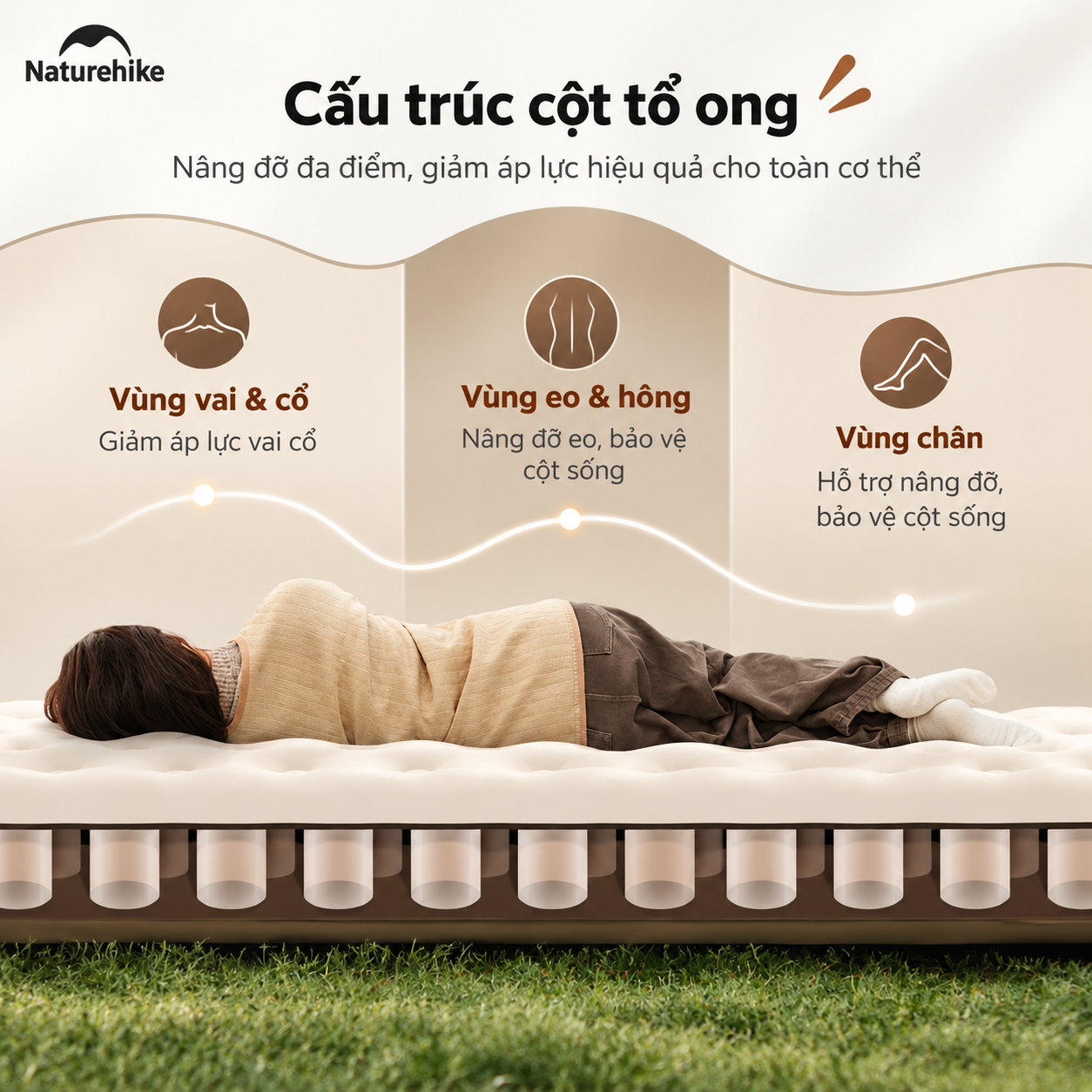 Đệm Hơi Naturehike Tích Hợp Bơm Điện – Nệm Hơi Camping, Giường Hơi Gấp Gọn CNK2550WS013