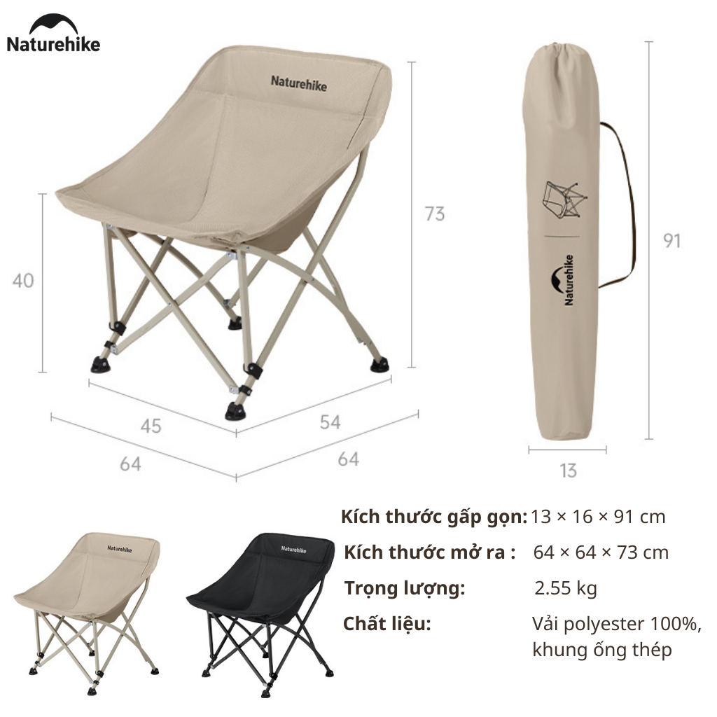 Ghế gấp gọn dã ngoại mặt trăng, moon chair Naturehike CNK2550JJ022