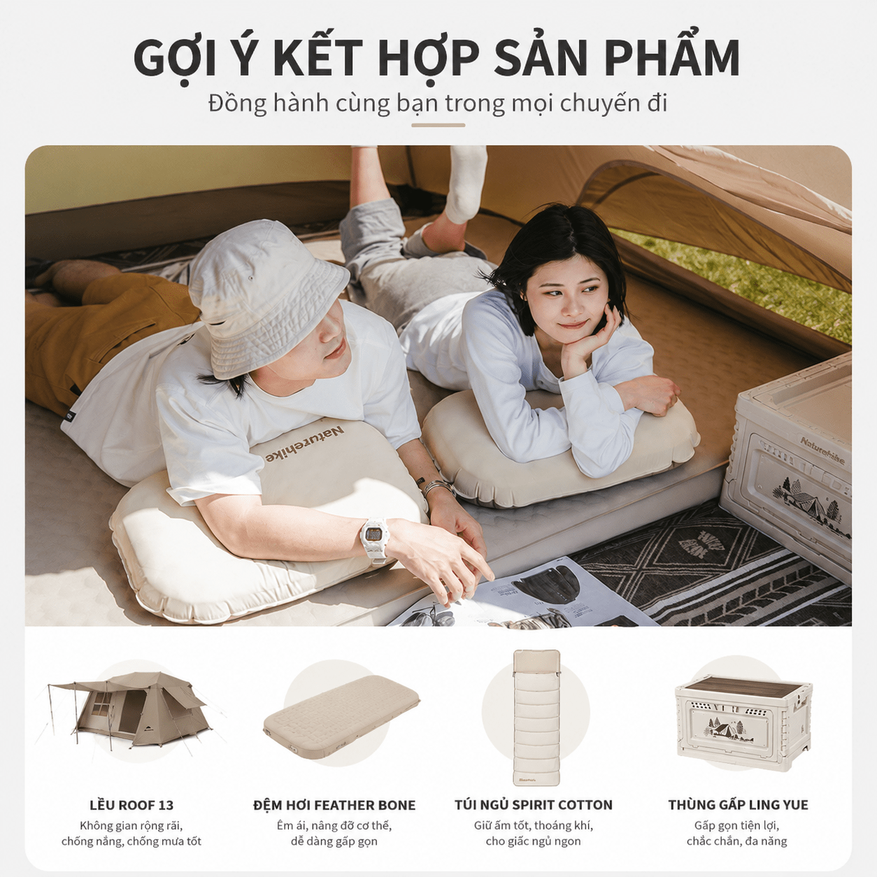 Gối Du Lịch Tự Bơm Hơi Naturehike CNK2300DZ024 – Gối Hơi 2in1 Siêu Nhẹ, Gấp Gọn Camping/Trekking