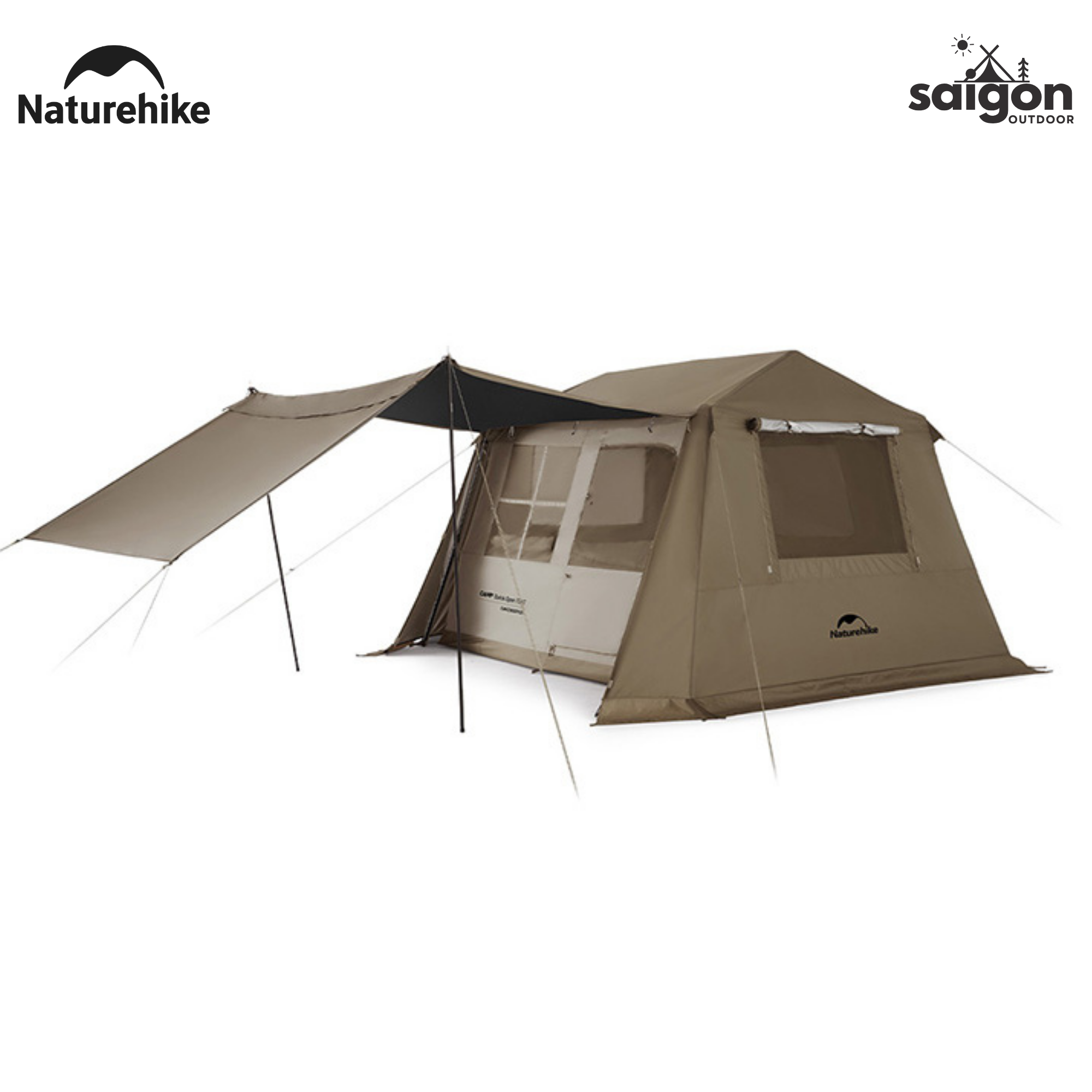Lều Naturehike CNK2300ZP021 4-6 Người – Lều Ngôi Nhà Chống Nóng Ti-Black, Lều Glamping Cao Cấp (Bản thường)