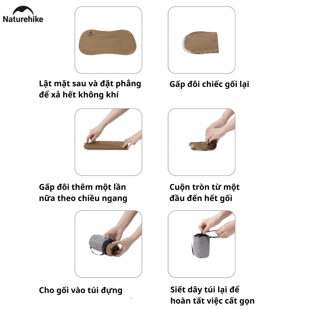 Gối Hơi Du Lịch Naturehike NH17T013-Z – Gối Thổi Hơi Siêu Nhẹ, Kê Cổ/Tựa Lưng, Gấp Gọn 85g